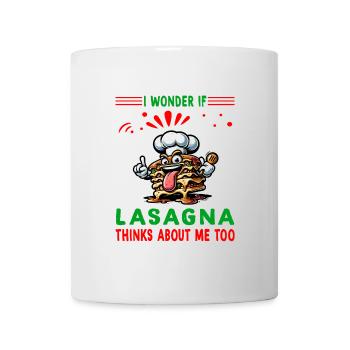 Je me demande si la lasagne pense à moi aussi - Mug blanc - blanc - Devant