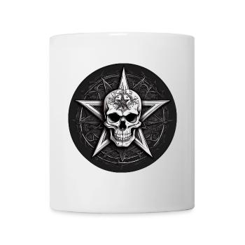 Skull schwarzweiss und Pentagramm im Gothic Stil - Tasse - Weiß - Vorne