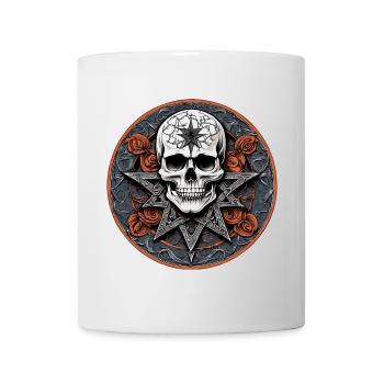 Crâne et pentagramme décorés dans le style gothique - Mug blanc - blanc - Devant