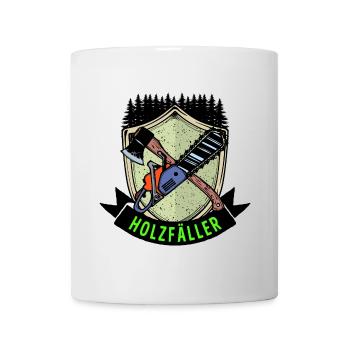 hache disant bûcheron tronçonneuse scie à bois scie à bois - Mug blanc - blanc - Devant