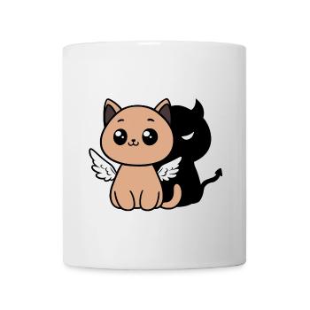 Angel Cat with a Devil Shadow - Mug - white - Front