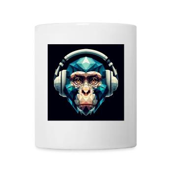 Ein Affe mit Kopfhörer im Polygon-Stil - Tasse - Weiß - Vorne