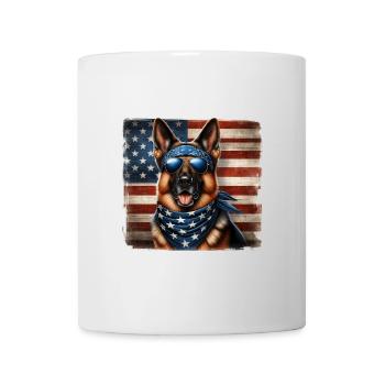Schäferhund mit USA Flagge - Tasse - Weiß - Vorne