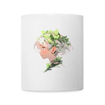 Portrait einer jungen Frau im Cartoon Stil - Tasse - Weiß - Vorne