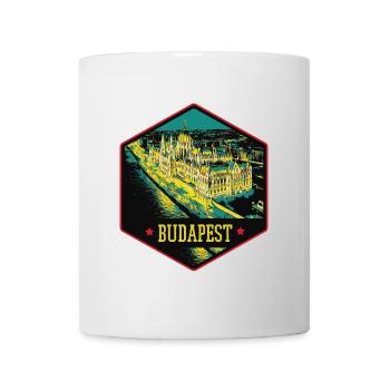 Nächtliche Illustration Historisches Budapest - Tasse - Weiß - Vorne