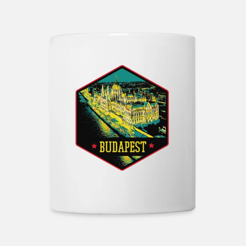 Nocturnal illustration Historic Budapest - Mug - white