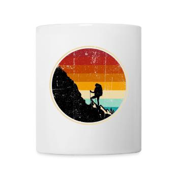 Climber at Sunset Retro Circle - Mug - white - Front