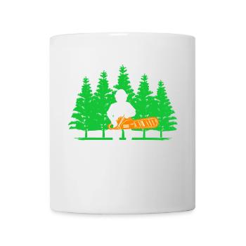 Bûcheron boiserie arbre tronçonneuse déclaration - Mug blanc - blanc - Devant