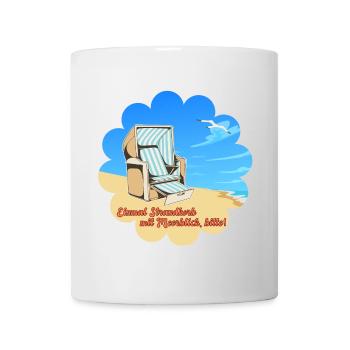 Strandkorb mit Meerblick Ferien Urlaub Erholung - Tasse - Weiß - Vorne