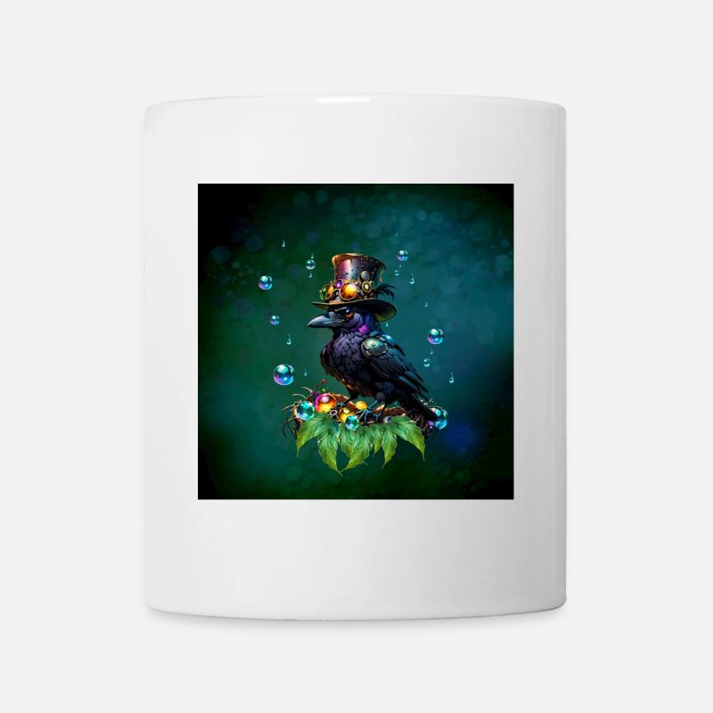 Fantastischer Steampunk-Rabe - Tasse - Weiß