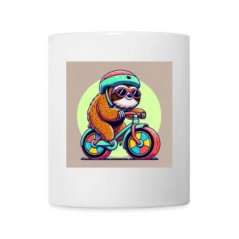 Faultier auf einem Fahrrad Kinder Jungen Mädchen Lustiges Faultier - Tasse - Weiß - Vorne