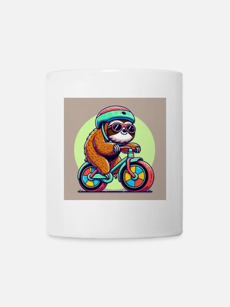 Sloth On A Bike Kids Boys Girls Funny Sloth - Mug - white