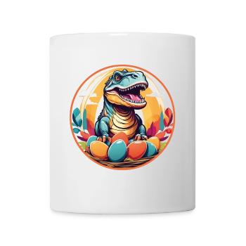 Petit Dino dans le panier de Pâques Dinobaby et oeufs de Pâques - Mug blanc - blanc - Devant