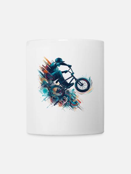 BMX Bike Fahrrad Trick Bunny-Hop Geschenk - Tasse - Weiß