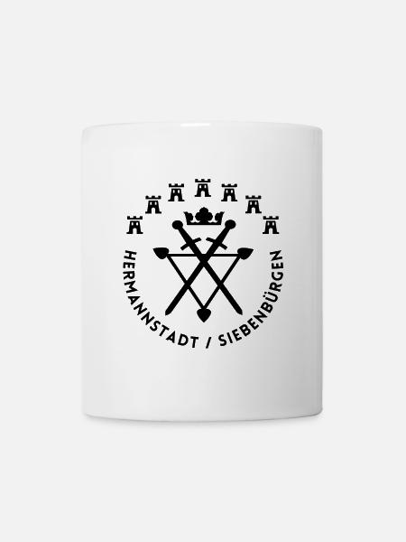 Hermannstadt Siebenbürgen Design schwarze Schrift - Tasse - Weiß