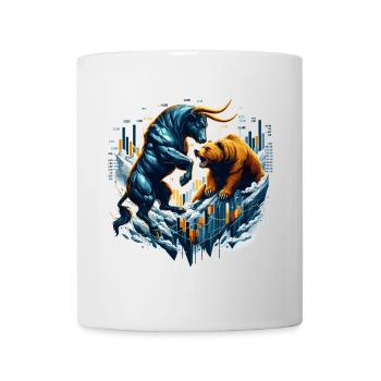 Finance Taureau Bear Fight Wall Street cadeau - Mug blanc - blanc - Devant