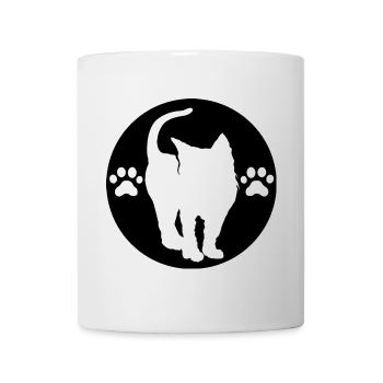 Katzen Logo Pfote Symbol Wappen Emblem Grafik Bild - Tasse - Weiß - Vorne