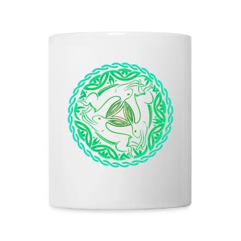 Drei Hasen – Dreihasenbild Osterhasen Motiv - Tasse - Weiß - Vorne