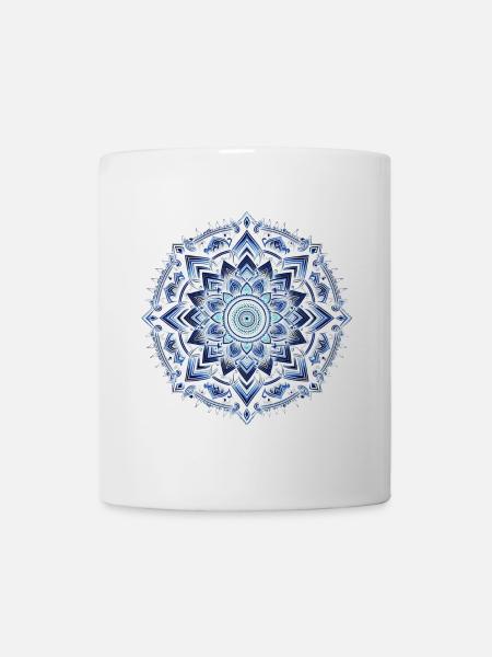 Blue Geometric Mandala - Mug - white