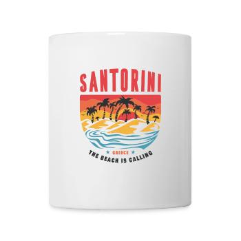 Santorini Greece sunset palm trees - Mug - white - Front