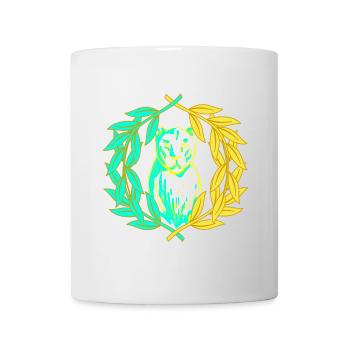 Leopard Tiger Katze Lorbeerkranz - Tasse - Weiß - Vorne