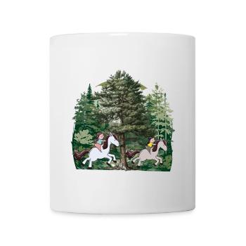 Fille équitation poney chevaux forêt nature loisirs - Mug blanc - blanc - Devant