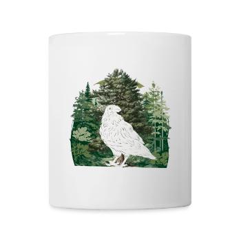 Wald Natur Wildnis Rabe Krähe Vogel Bäume - Tasse - Weiß - Vorne