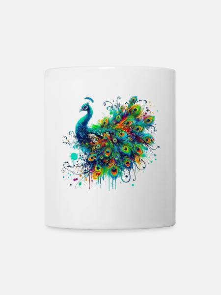 Pfau - Tasse - Weiß