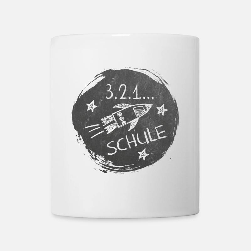 Schulstart - 3-2-1-Schule | Rakete Tafeloptik - Tasse - Weiß
