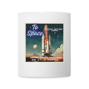 To Space! Visit Saturn Today. Japanese space travel - Mug - white - Front