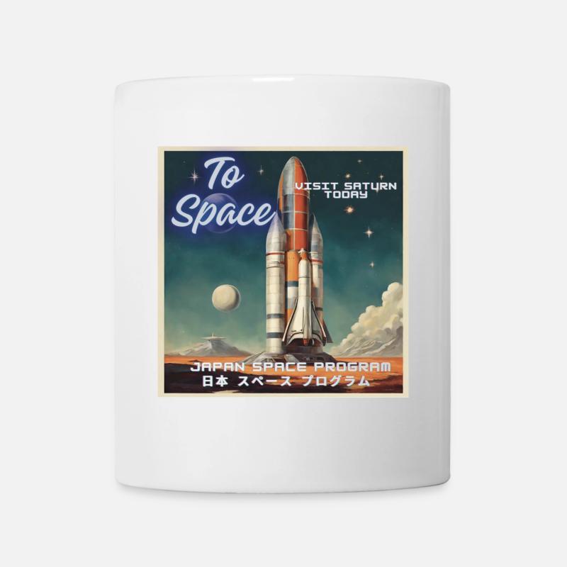 Vers l’espace ! Visitez Saturne dès aujourd’hui. Voyages spatiaux japonais - Mug blanc - blanc