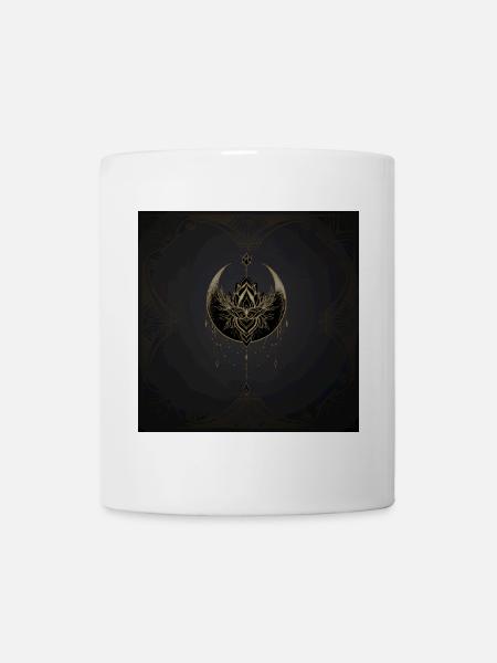 Atemberaubender goldener schwarzer Mond mit Lotusblume. - Tasse - Weiß