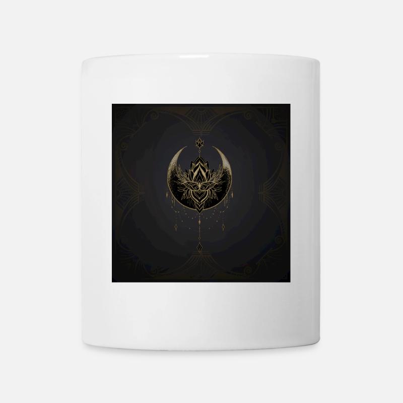 Atemberaubender goldener schwarzer Mond mit Lotusblume. - Tasse - Weiß
