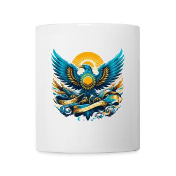 Kasachstan Adler Flagge Fahne dynamisch Geschenk - Tasse - Weiß - Vorne
