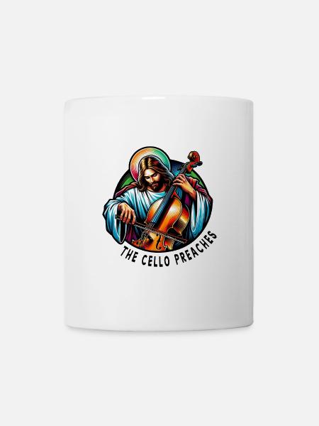 Das Cello predigt Jesus Christus - Tasse - Weiß