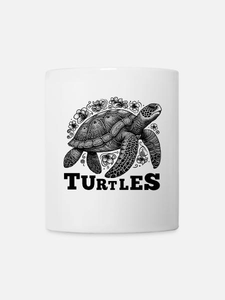 Schildkröte Schildkröten Blumen Grafik Geschenk - Tasse - Weiß