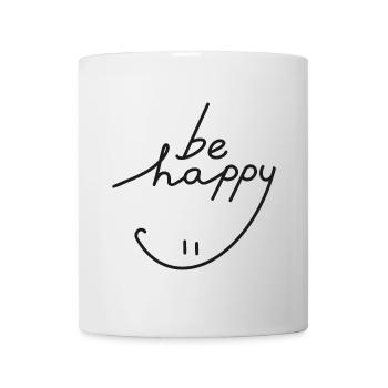 Be Happy Smile Smile Lettering Motivation - Mug - white - Front