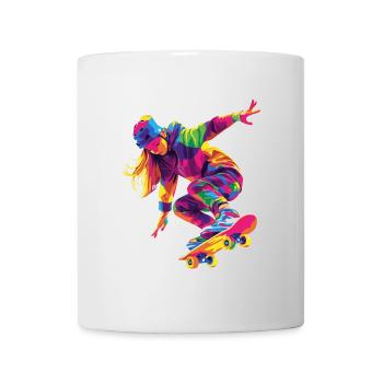 Femme qui fait du Skate - Mug blanc - blanc - Devant