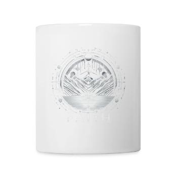 Faith: Silberne Bergkreis-Metall-Design - Tasse - Weiß - Vorne