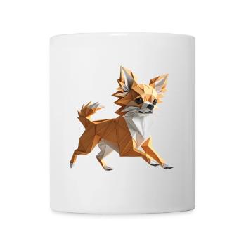 chien chihuahua mignon origami géométrique 3d - Mug blanc - blanc - Devant