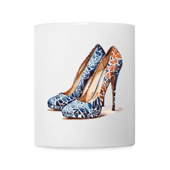 Watercolor High Heels: Colorful Shoe Design - Mug - white - Front