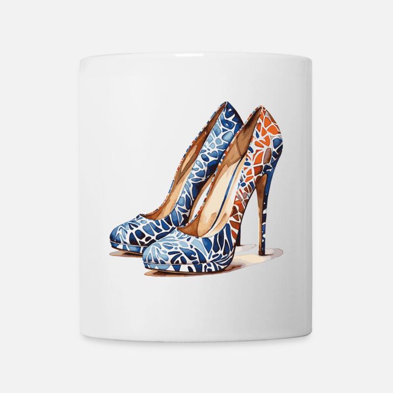 Watercolor High Heels: Colorful Shoe Design - Mug - white