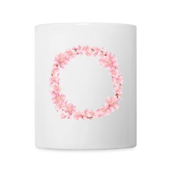 Couronne de fleurs roses pour la décoration printanière - Mug blanc - blanc - Devant