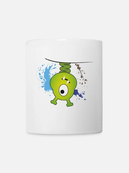 Lustiges Monster grün - zum selber personalisieren - Tasse - Weiß