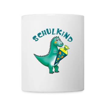 Écolier - Dino avec cône d’école - personnalisable - Mug blanc - blanc - Devant