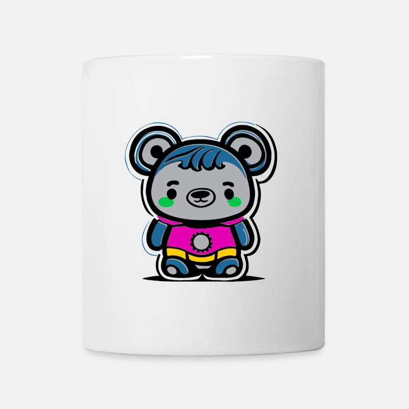 Neon Panda Cartoon Motif - Mug - white