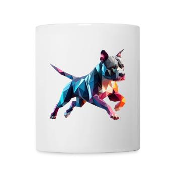 chien Staffordshire bull terrier origami 3d - Mug blanc - blanc - Devant