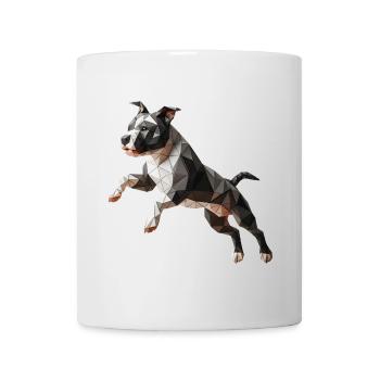 chien Staffordshire Bull Terrier origami 3d - Mug blanc - blanc - Devant