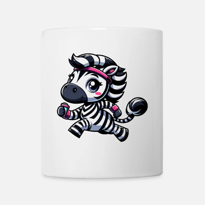 Zebra Jogger Cartoon Sport Marathon En Course À Pied - Mug blanc - blanc