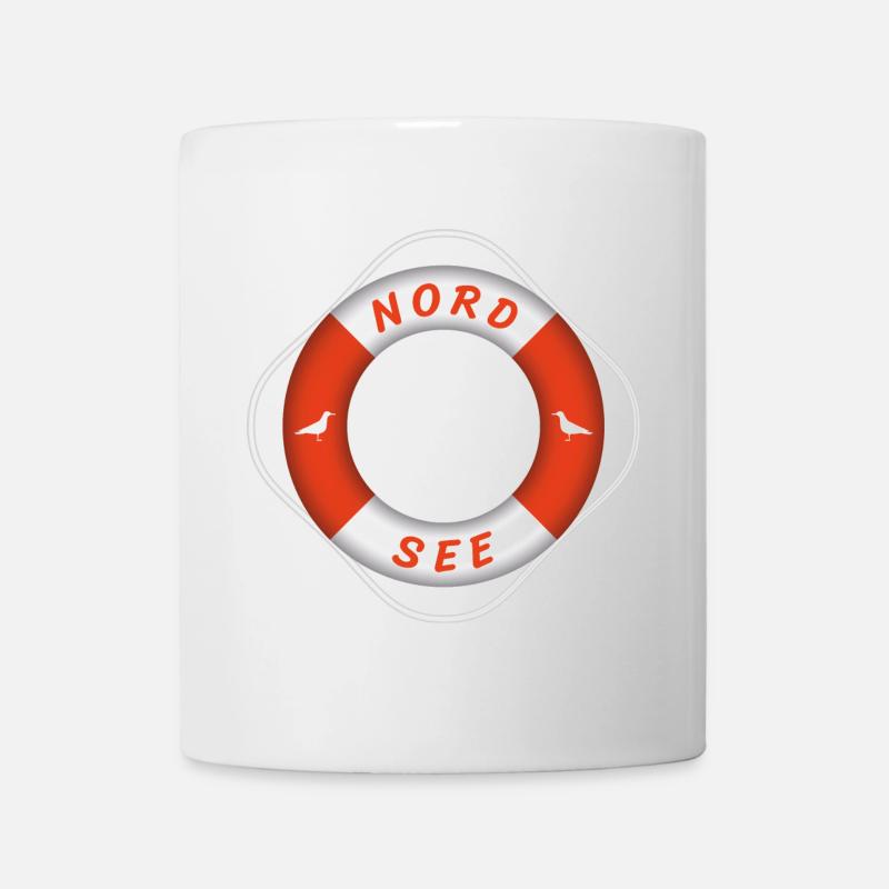Nordsee Rettungsring Möwen Urlaub - Tasse - Weiß